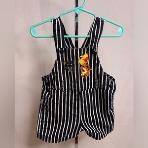 Vintage Disney Winnie the Pooh overalls Tigger stripped bibs shortails 12 months
